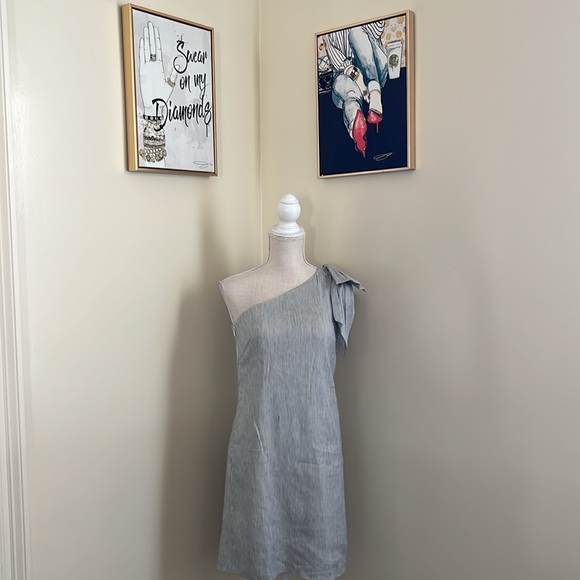 🆕 Antonio Melanie Dress Elegant One-Shoulder Gray Dress - Picture 3 of 16